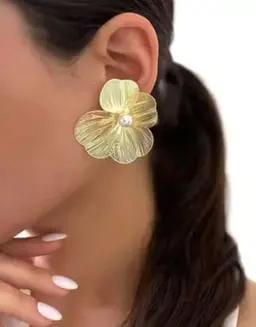 Petal Pearl Elegance Earrings For Women | Flower Earrings For Girls| Floral Studs For Girlfriend| Stylish Pearly Stud For Adults | Golden