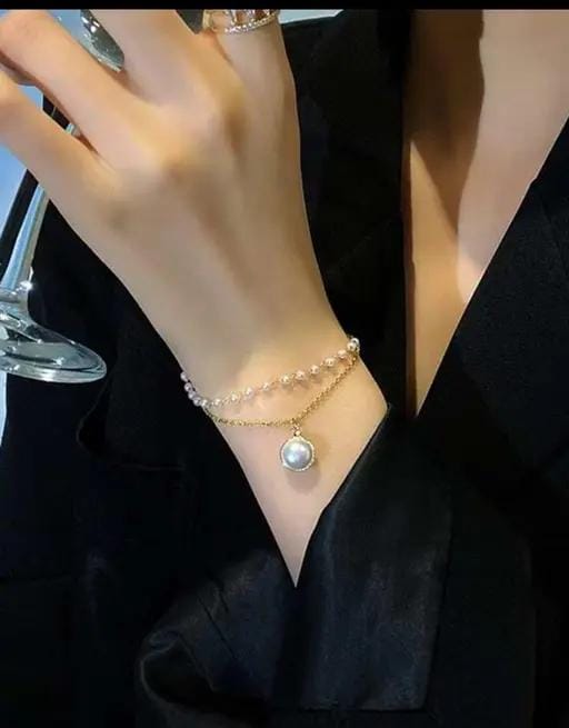 Metal, Alloy Pearl Gold-plated Bracelet