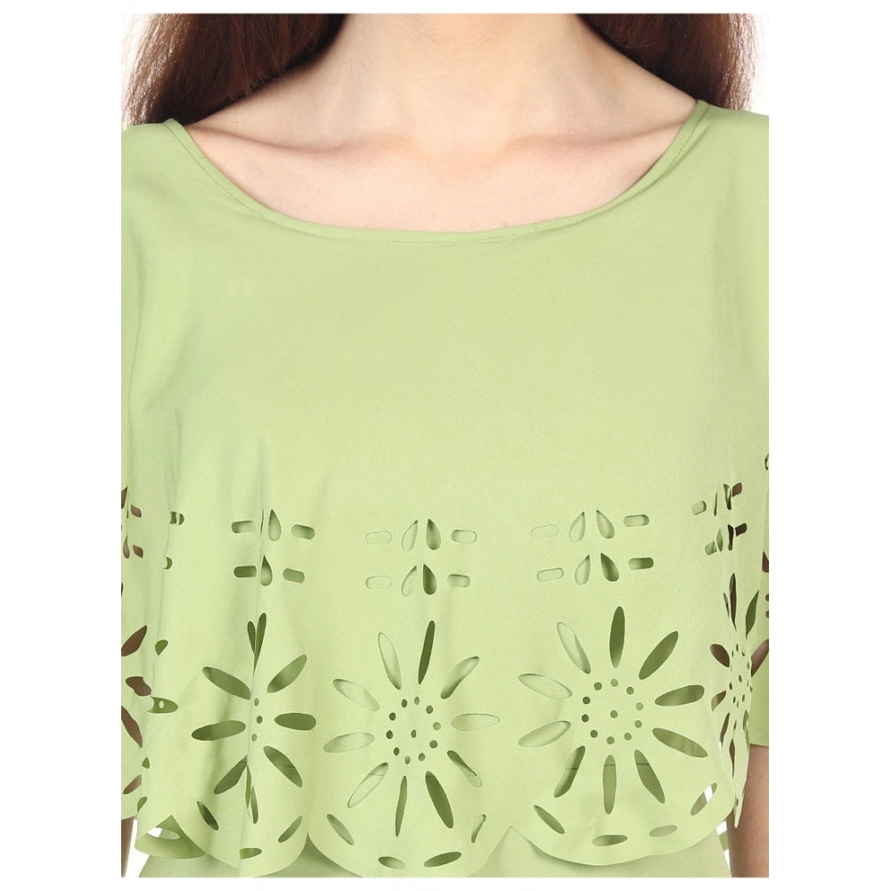 PKRKART Women's Crepe Solid Sleeveless Full Length Gown(Light Green)