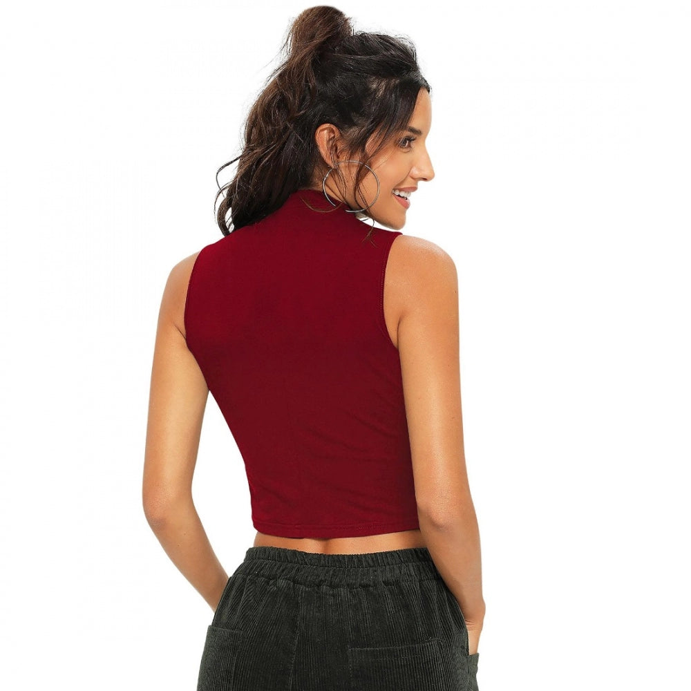 PKRKART Women's Polyester, Knitting Western Wear Tops (Maroon)
