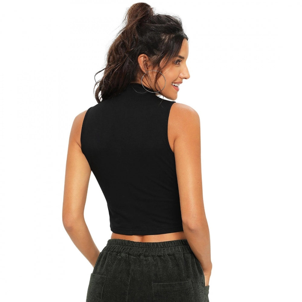 PKRKART Women's Polyester, Knitting Western Wear Tops (Black)
