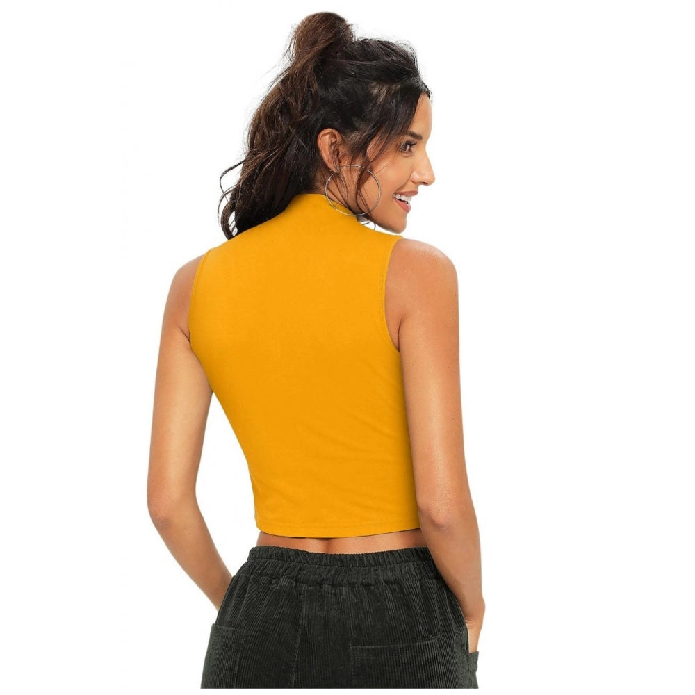 PKRKART Women's Polyester, Knitting Western Wear Tops (Yellow)