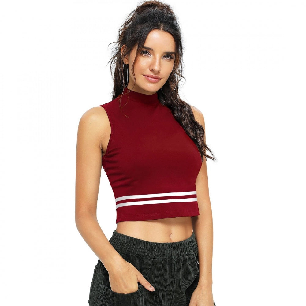 PKRKART Women's Polyester, Knitting Western Wear Tops (Maroon)