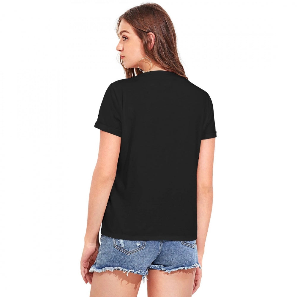 PKRKART Women's Cotton Western Wear T-Shirt (Black)