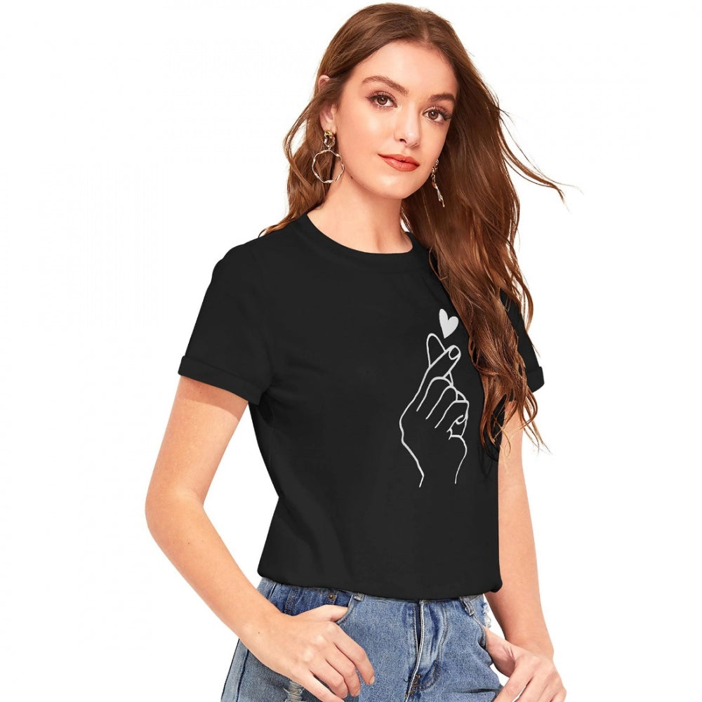 PKRKART Women's Cotton Western Wear T-Shirt (Black)