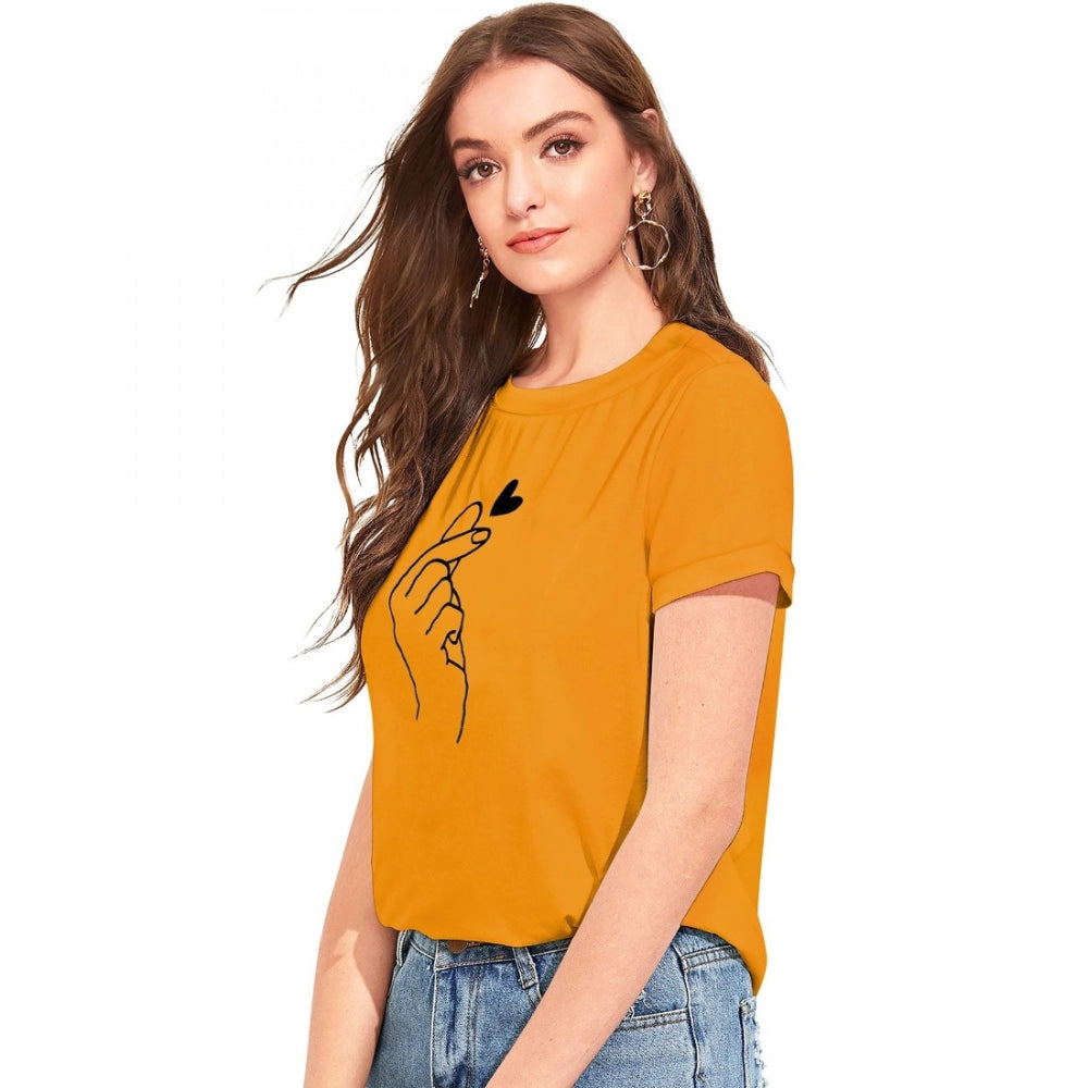 PKRKART Women's Cotton Western Wear T Shirt (Yellow)