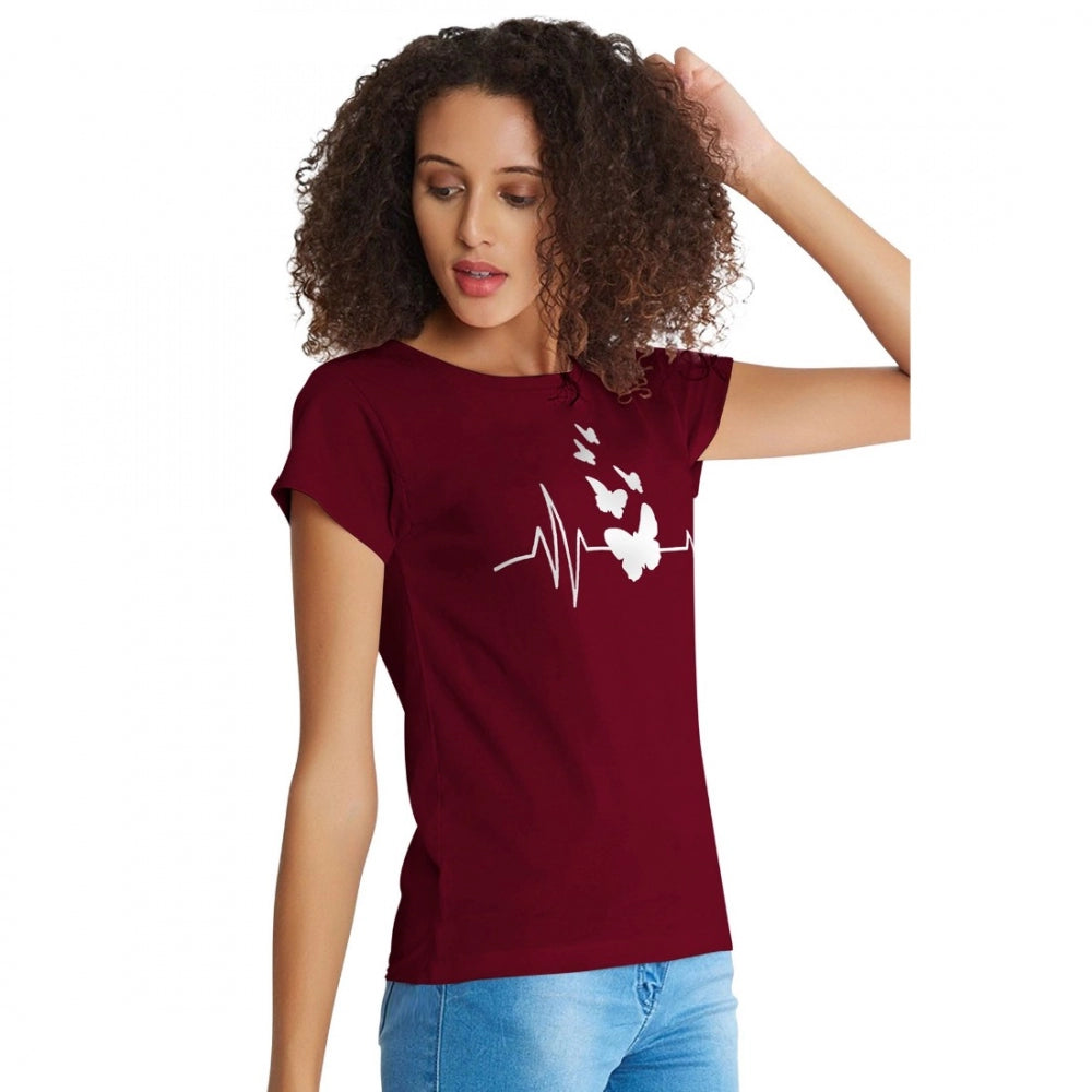 PKRKART Women's Cotton Western Wear T Shirt (Maroon)