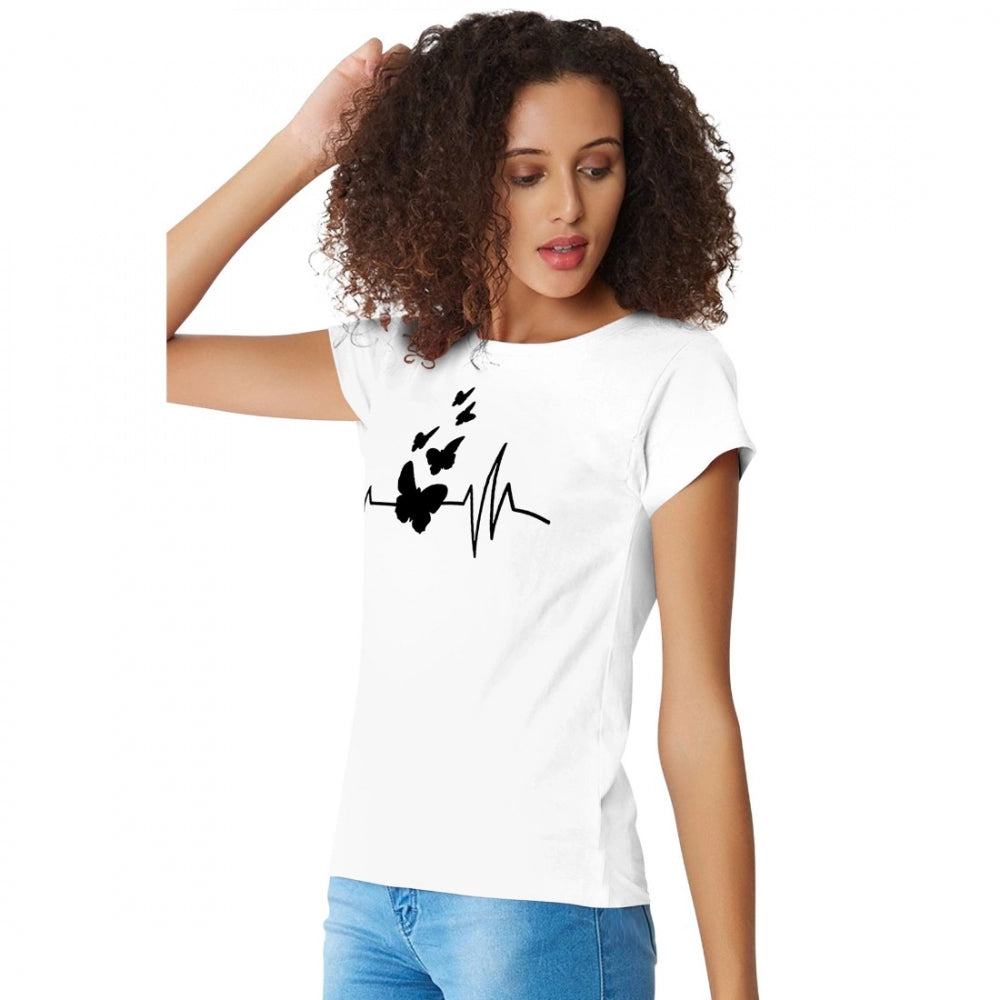 PKRKART Women's Cotton Western Wear T Shirt (White)