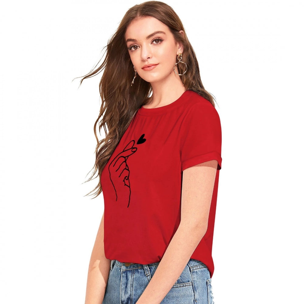 PKRKART Women's Cotton Western Wear T Shirt (Red)