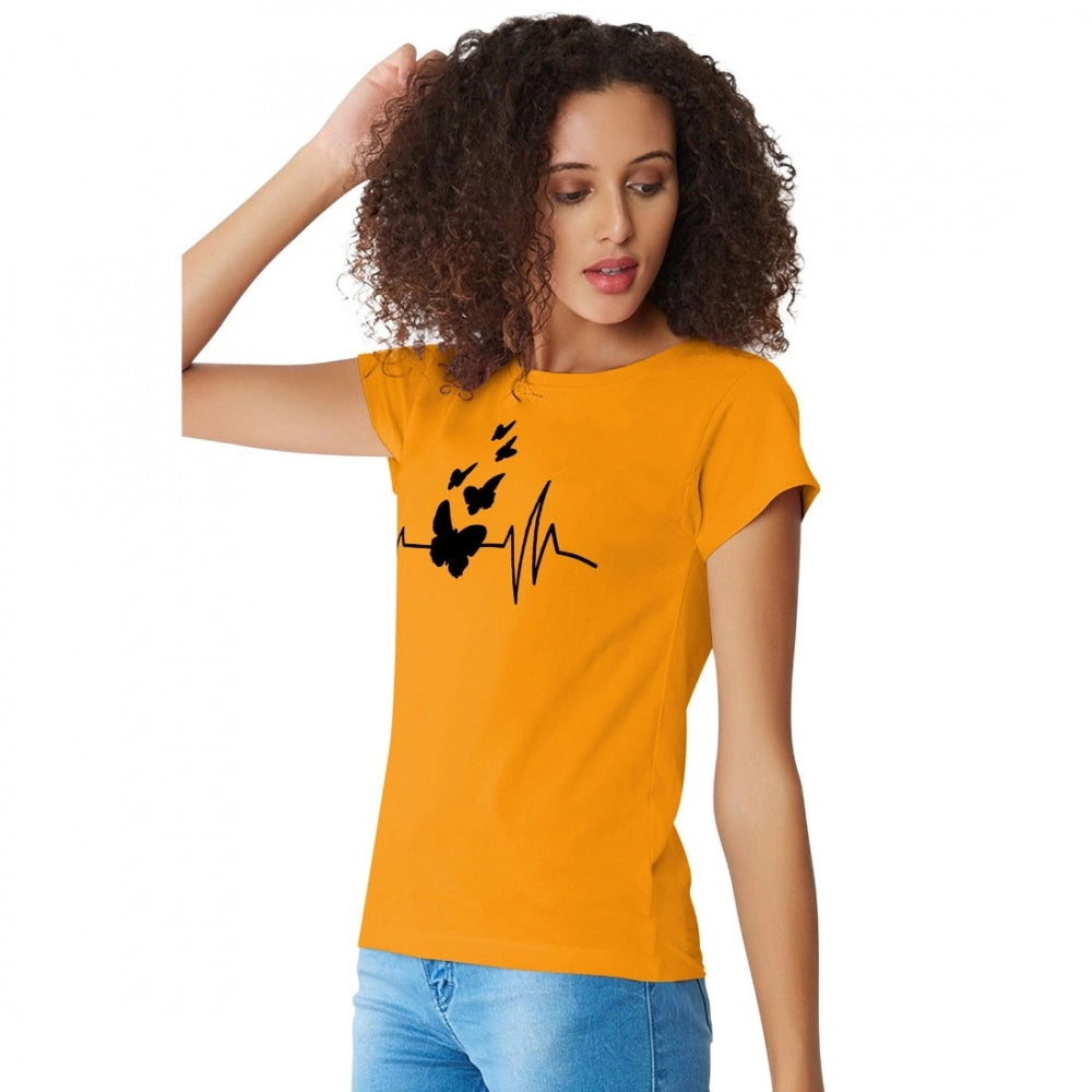 PKRKART Women's Cotton Western Wear T Shirt (Yellow)