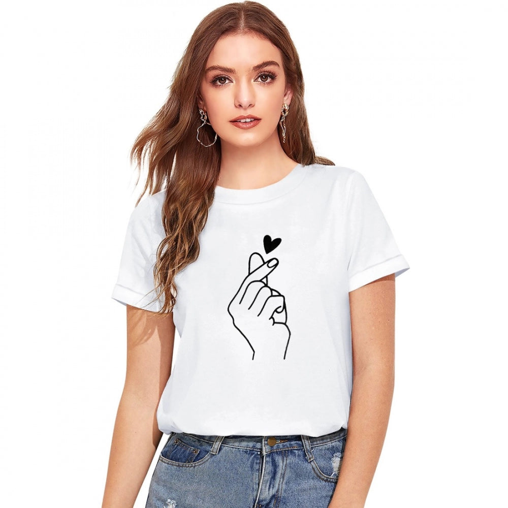 PKRKART Women's Cotton Western Wear T Shirt (White)