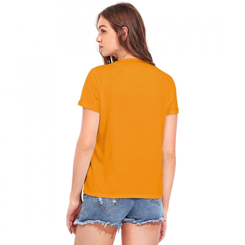 PKRKART Women's Cotton Western Wear T Shirt (Yellow)