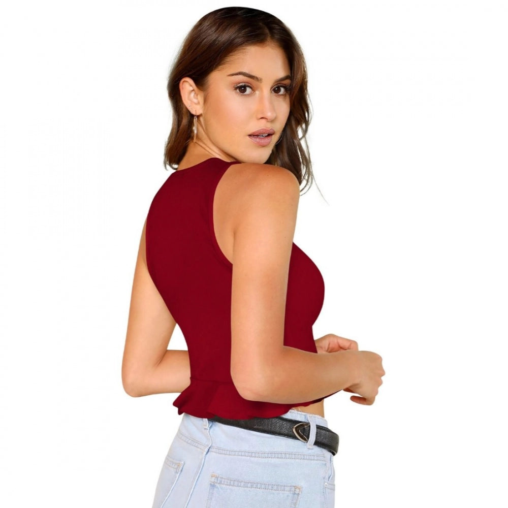 PKRKART Women's 95% Polyester 5% Spandex Western Wear Tops (Maroon)