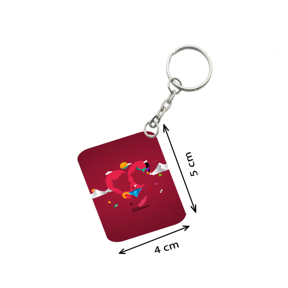 PKR Kart Pack Of 3_ True Love One Side Printed Rectangle Designer Keychain (Red)