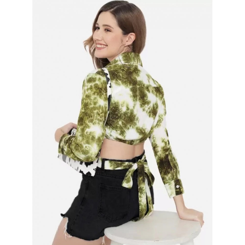 PKRKART Women's Casual Printed Green Top (Color:Green, Material:Rayon)