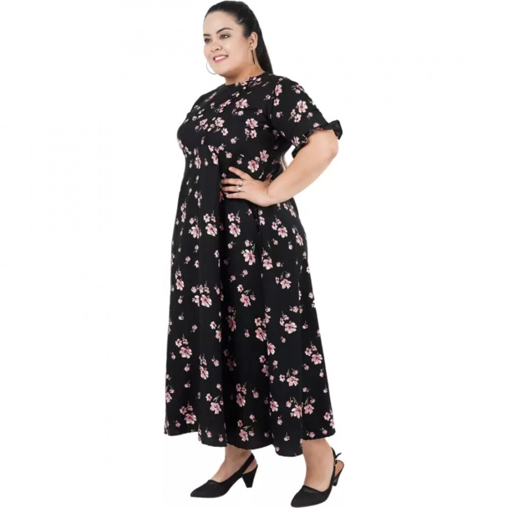 PKRKART Women's Maxi Black Dress (Color:Black, Material:Poly Crepe)