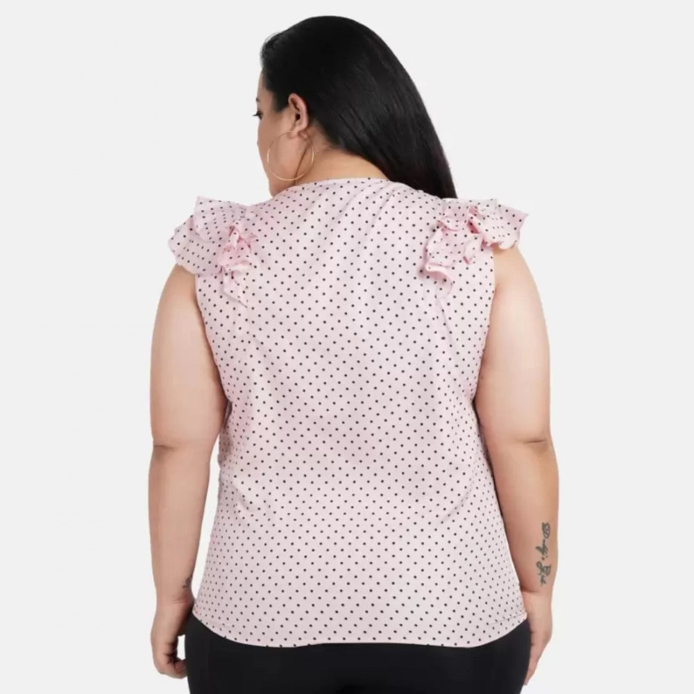 PKRKART Women's Casual Flared Sleeve Printed Pink Top (Color:Pink, Material:Crepe)