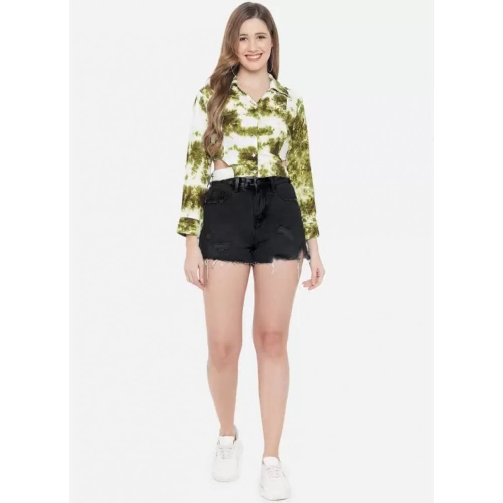 PKRKART Women's Casual Printed Green Top (Color:Green, Material:Rayon)