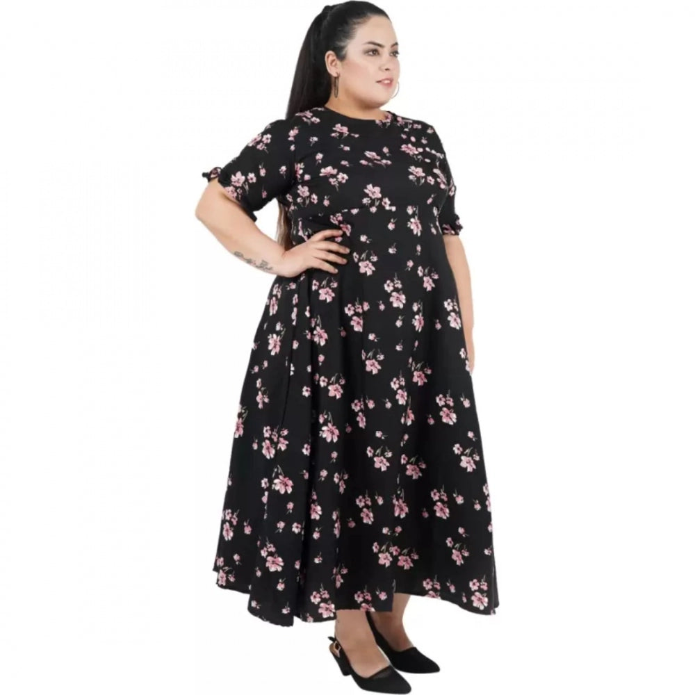 PKRKART Women's Maxi Black Dress (Color:Black, Material:Poly Crepe)