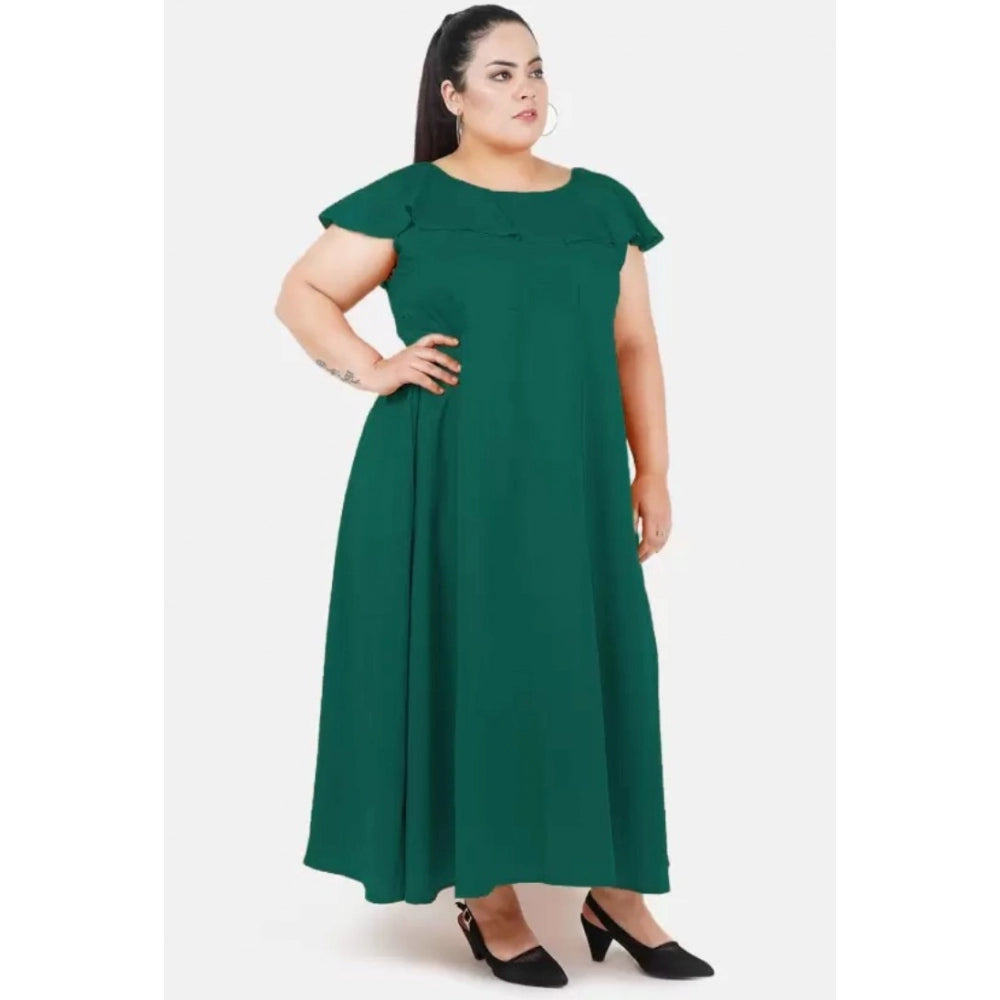 PKRKART Women's Fit And Flare Green Dress (Color:Green, Material:Polyester)