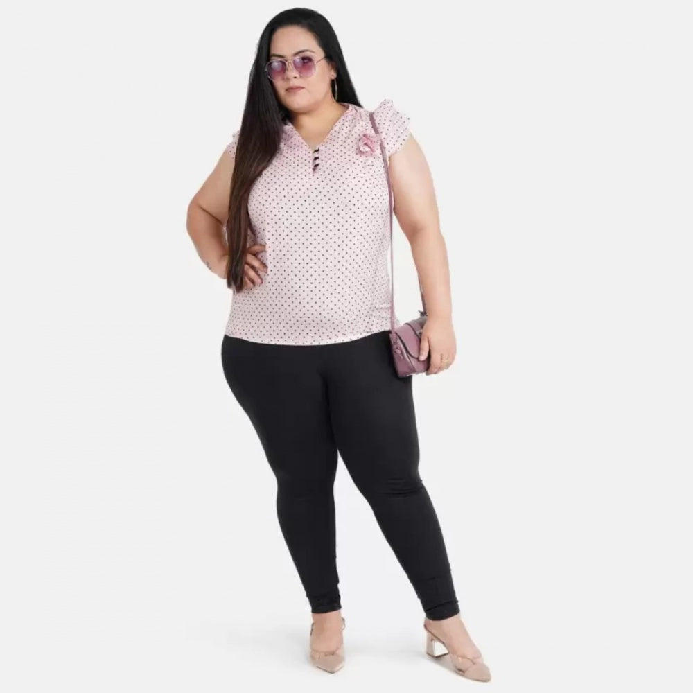 PKRKART Women's Casual Flared Sleeve Printed Pink Top (Color:Pink, Material:Crepe)