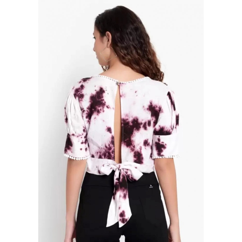 PKRKART Women's Casual Tie And Dye Purple Top (Color:Purple, Material:Rayon)