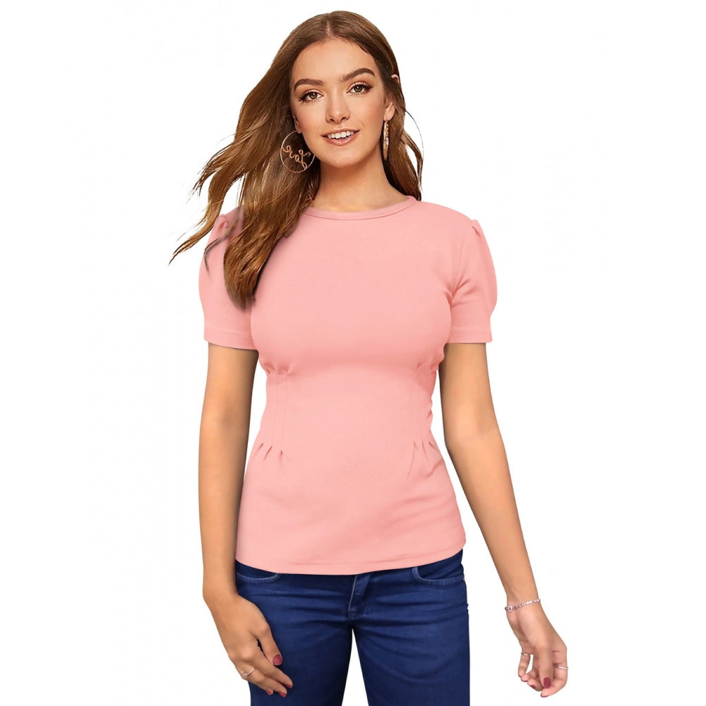 PKRKART Women's Western Wear Hosiery T Shirts (Peach)