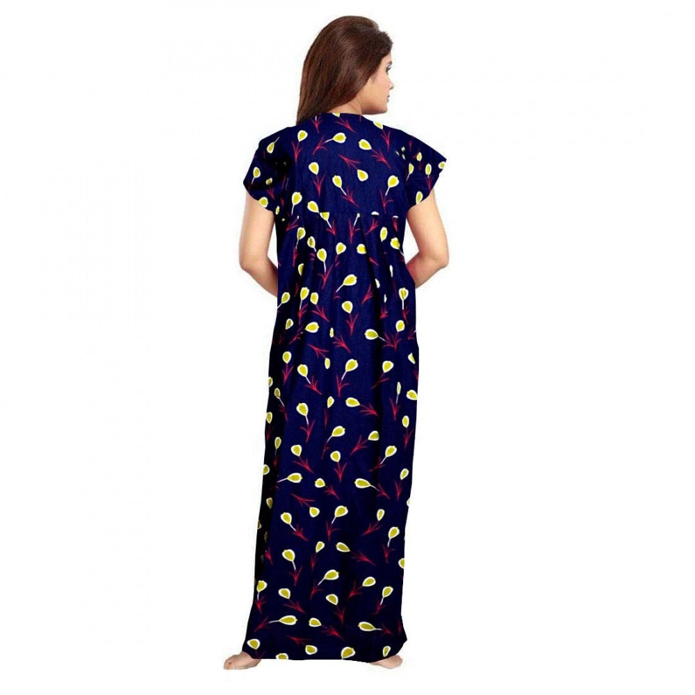 PKRKART Women's Cotton Printed Maxi Nighty (Purple)