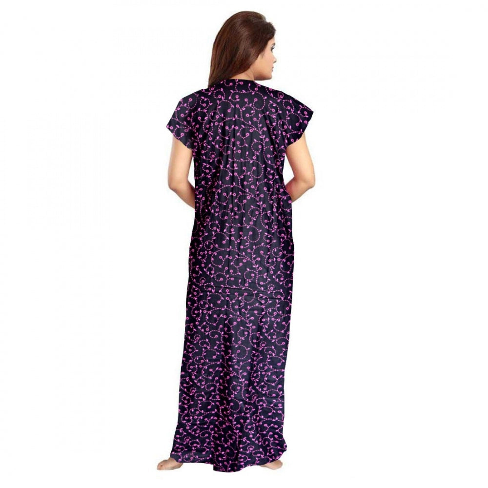 PKRKART Women's Cotton Printed Maxi Nighty (Purple)
