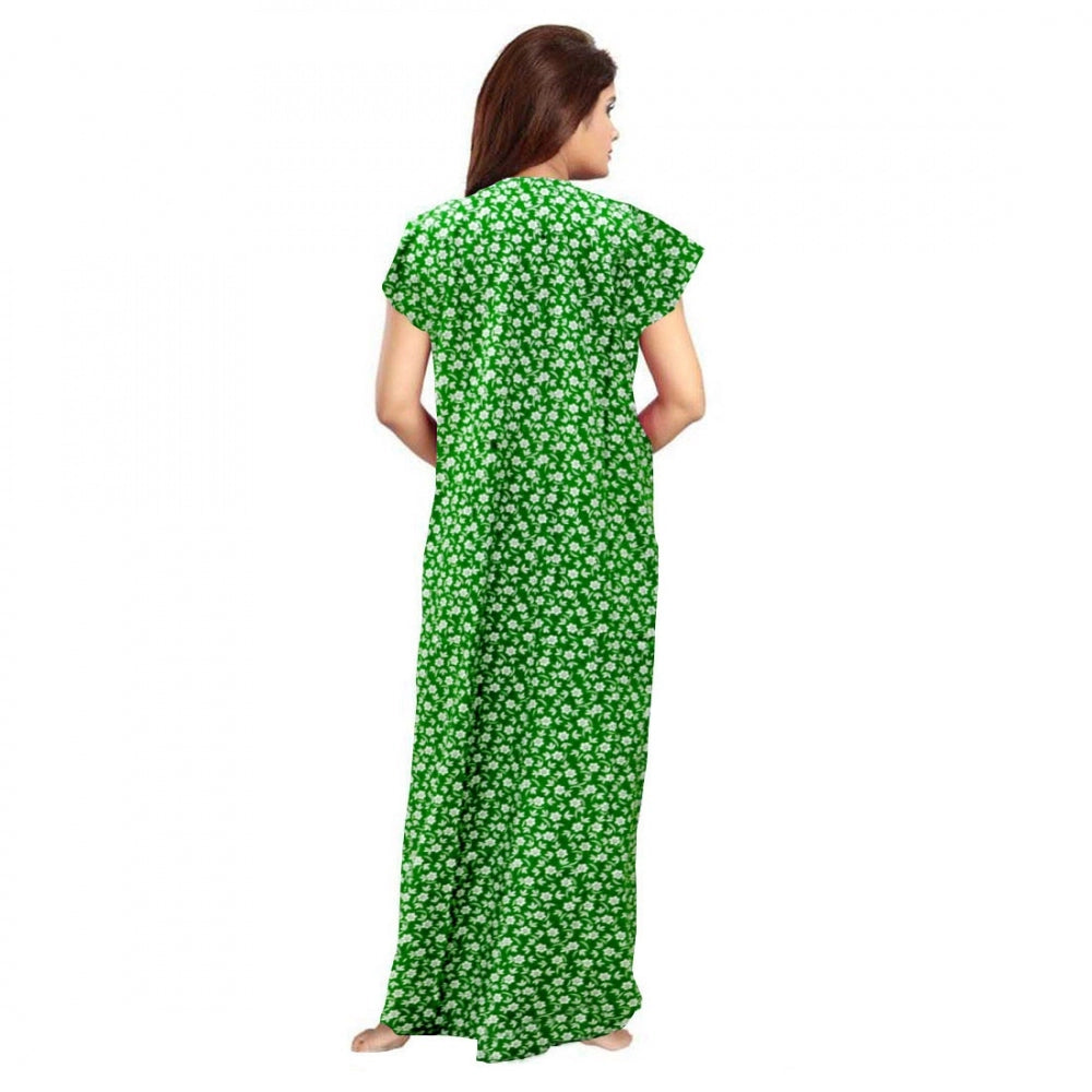 PKRKART Women's Cotton Printed Maxi Nighty (Green)