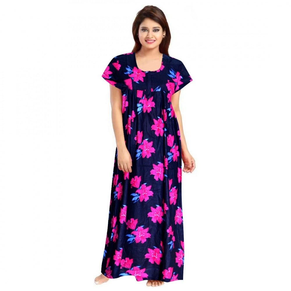 PKRKART Women's Cotton Printed Maxi Nighty (Pink)