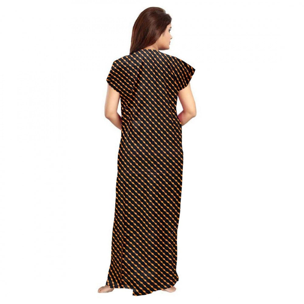 PKRKART Women's Cotton Printed Maxi Nighty (Brown)