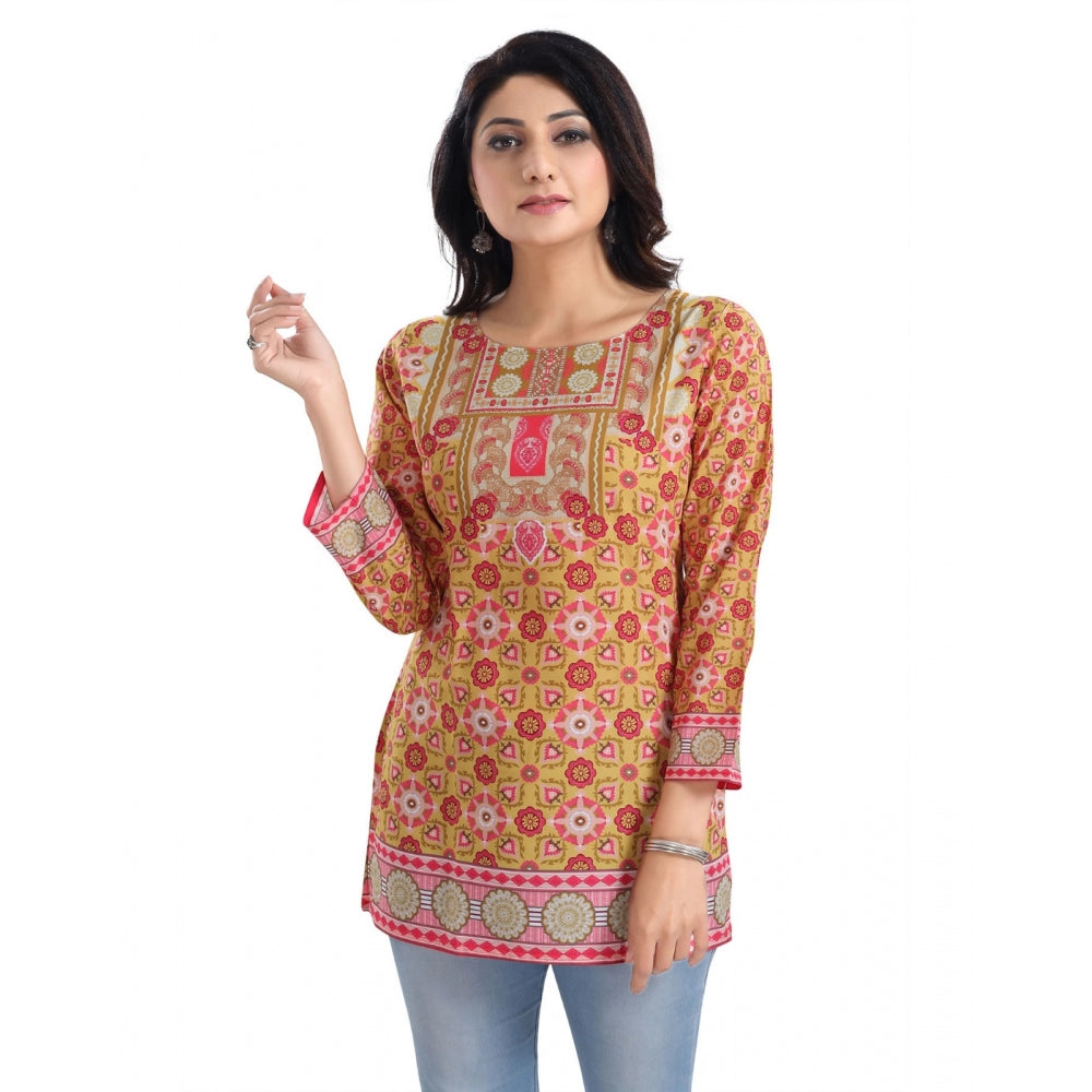 PKRKART Women's 3/4th Sleeve Faux Crepe Tunic Short Top (Multicolor)