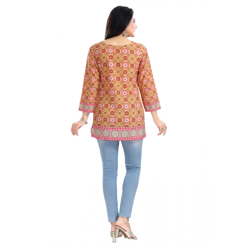 PKRKART Women's 3/4th Sleeve Faux Crepe Tunic Short Top (Multicolor)