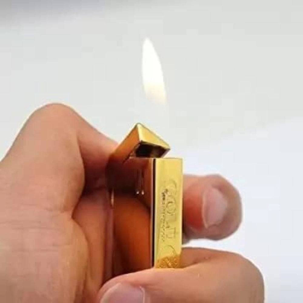 PKR Kart 24 Karat Gold Bar Long Refillable Lighter (Gold)