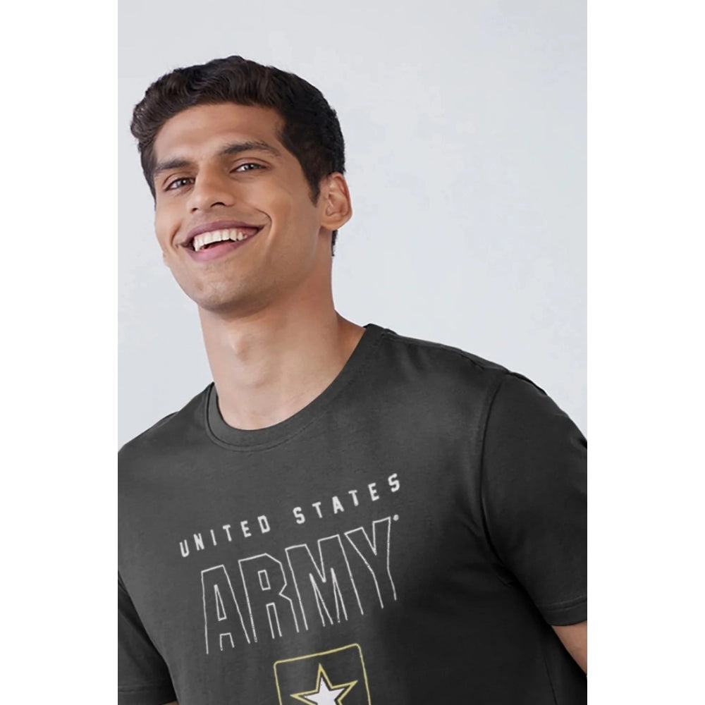 Generic Men's Casual Half sleeve Printed Cotton Crew Neck T-shirt (Black)