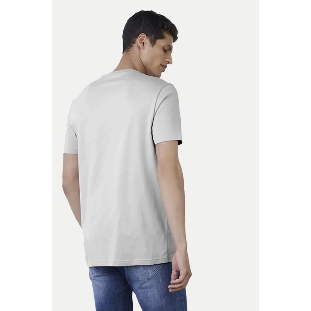 Generic Men's Casual Half sleeve Solid Cotton Crew Neck T-shirt (Light Grey)