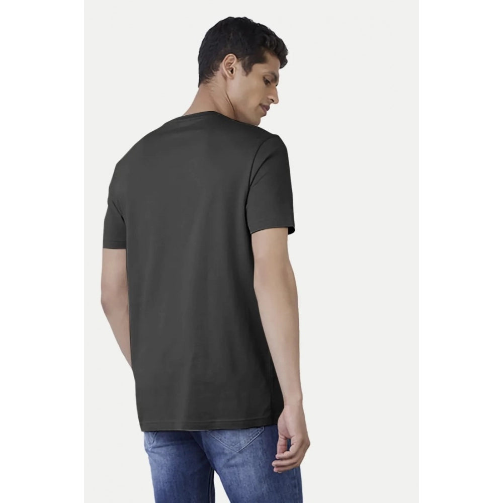 Generic Men's Casual Half sleeve Printed Cotton Round Neck T-shirt (Dark Grey)