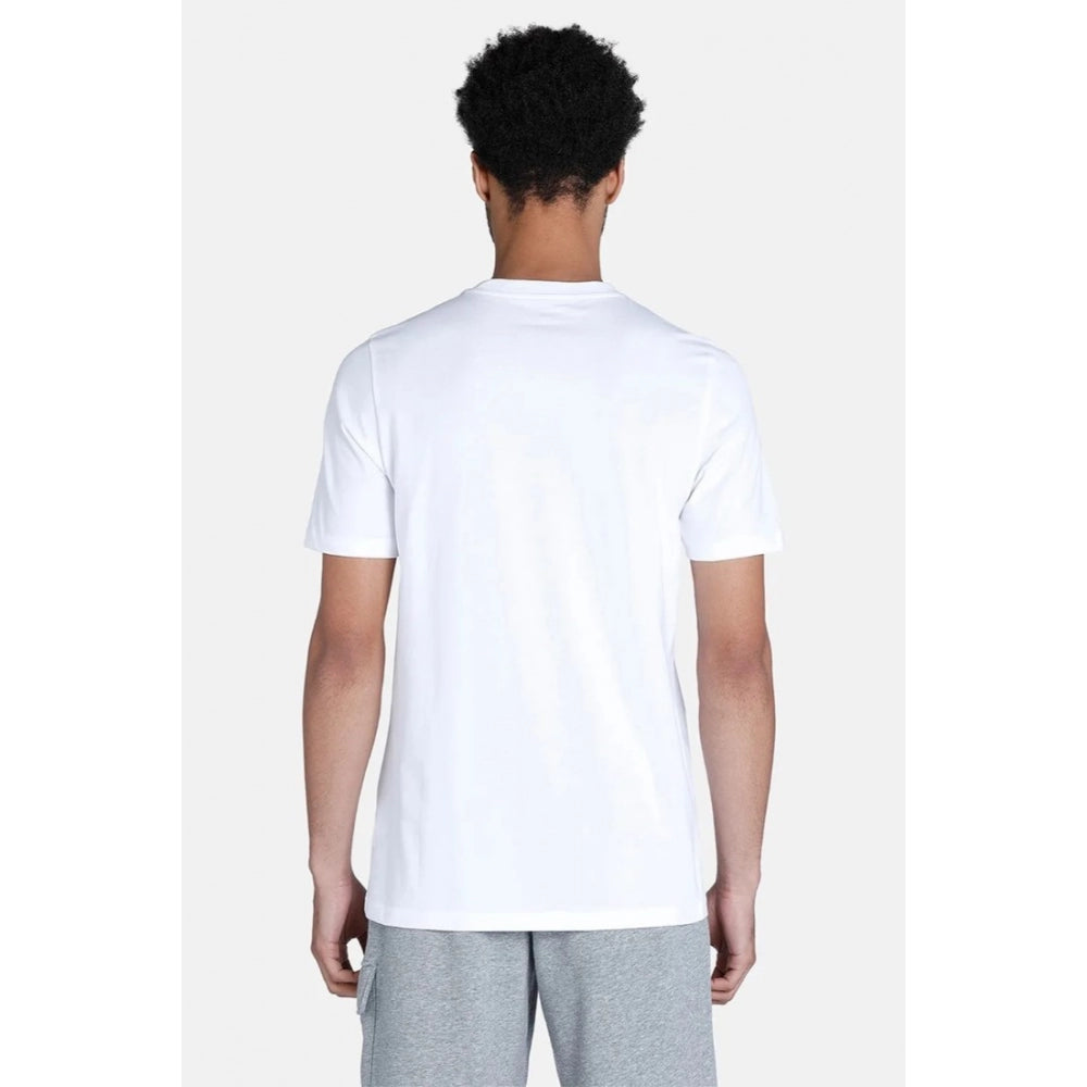Generic Men's Casual Half sleeve Printed Polyester Crew Neck T-shirt (White)