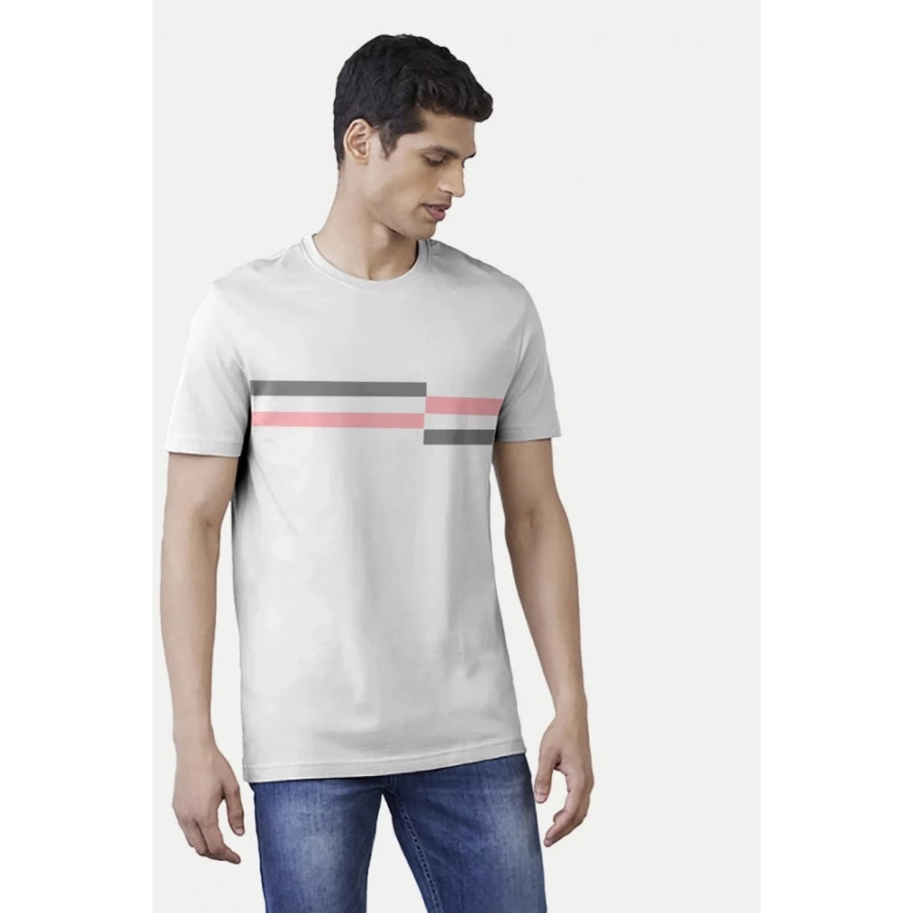 Generic Men's Casual Half sleeve Solid Cotton Crew Neck T-shirt (Light Grey)