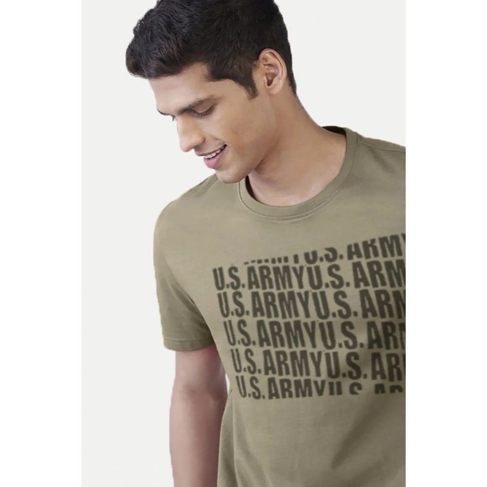Generic Men's Casual Half sleeve Printed Cotton Crew Neck T-shirt (Green)