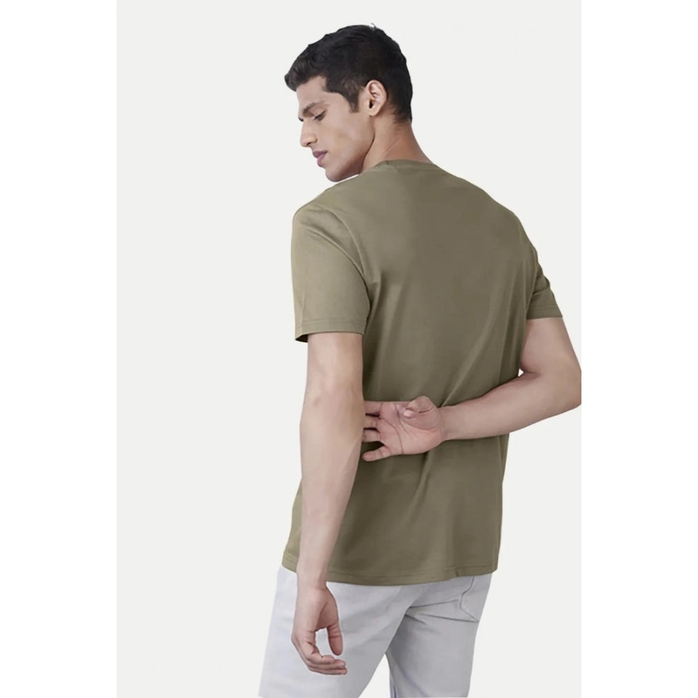 Generic Men's Casual Half sleeve Printed Cotton Crew Neck T-shirt (Green)