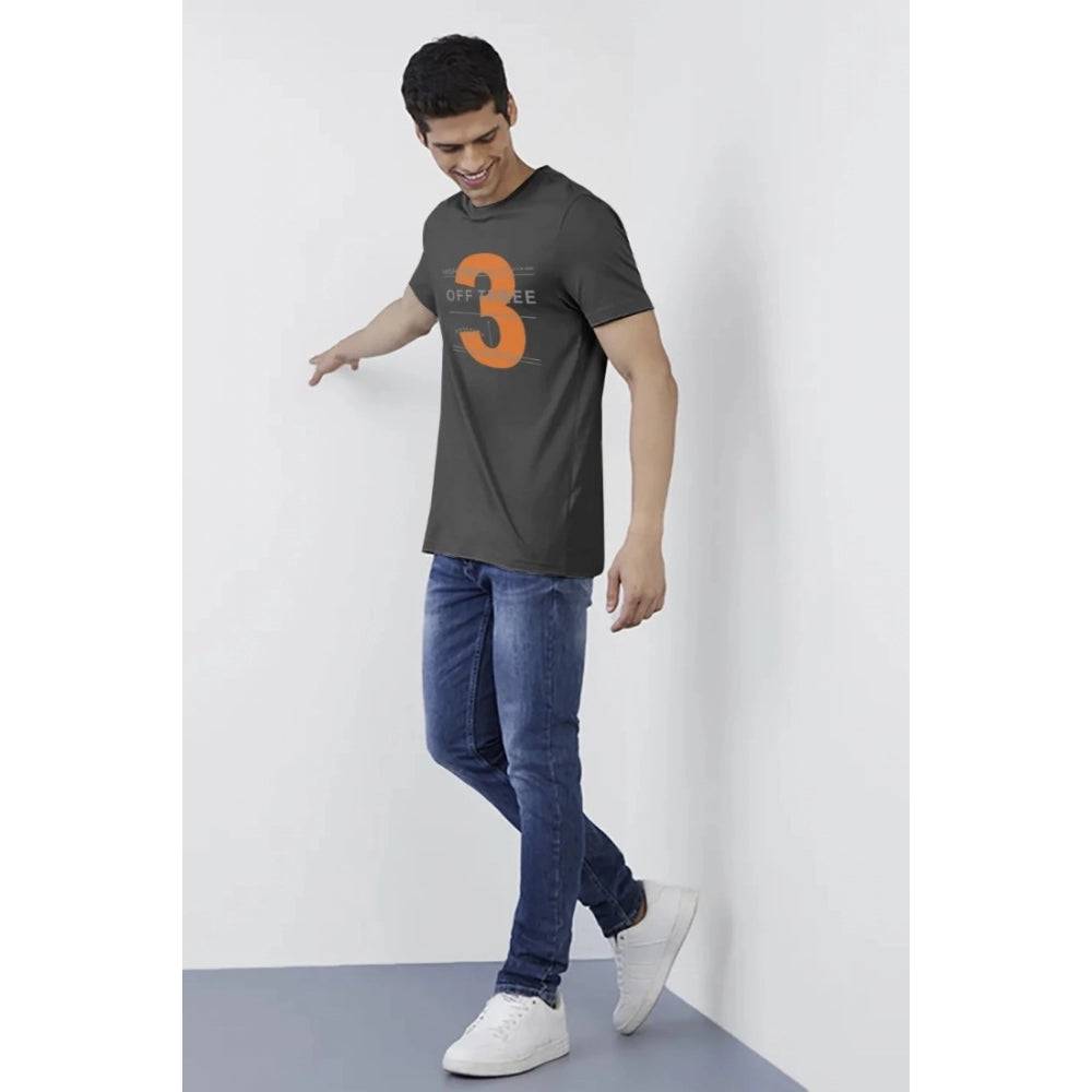 Generic Men's Casual Half sleeve Printed Cotton Crew Neck T-shirt (Black)