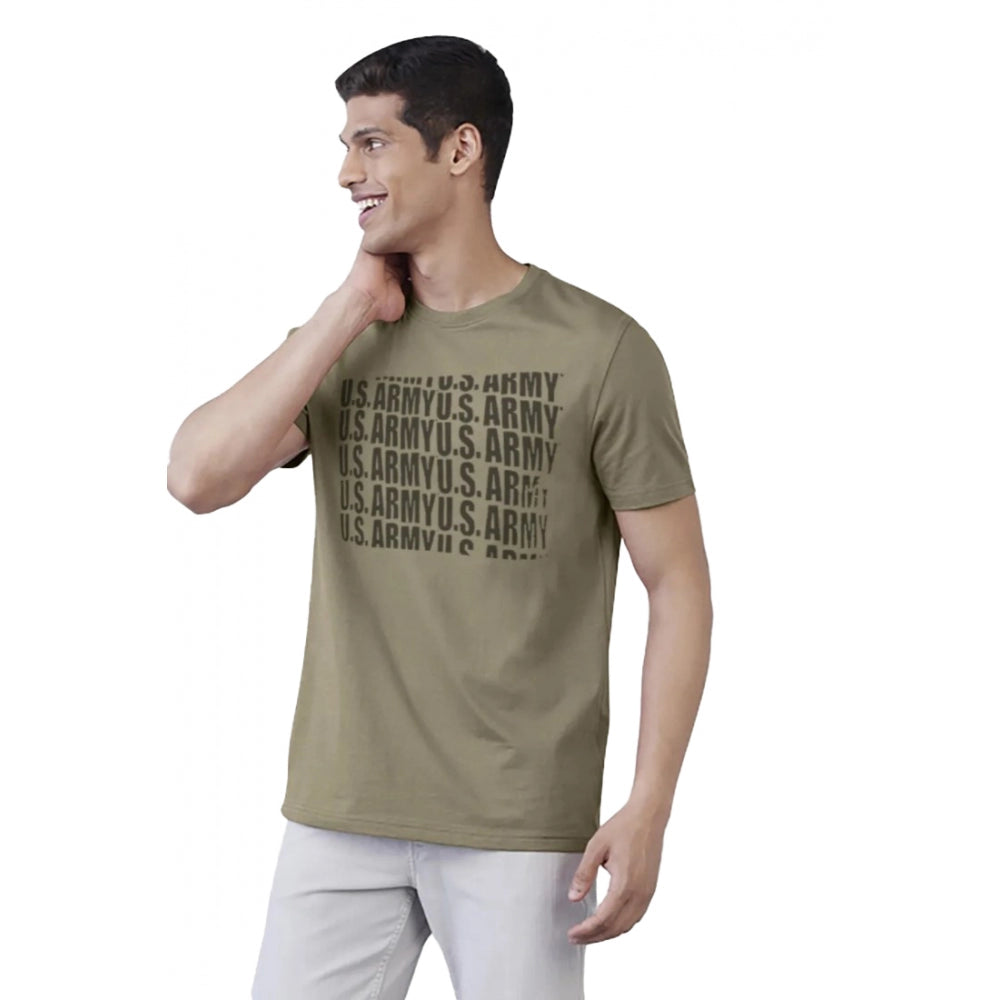 Generic Men's Casual Half sleeve Printed Cotton Crew Neck T-shirt (Green)