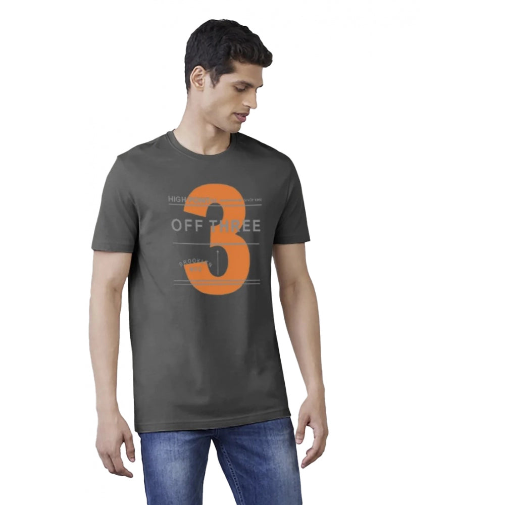 Generic Men's Casual Half sleeve Printed Cotton Crew Neck T-shirt (Black)