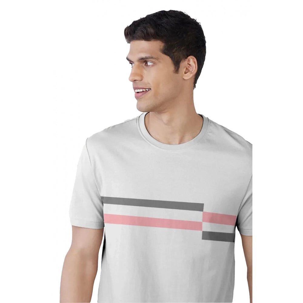Generic Men's Casual Half sleeve Solid Cotton Crew Neck T-shirt (Light Grey)