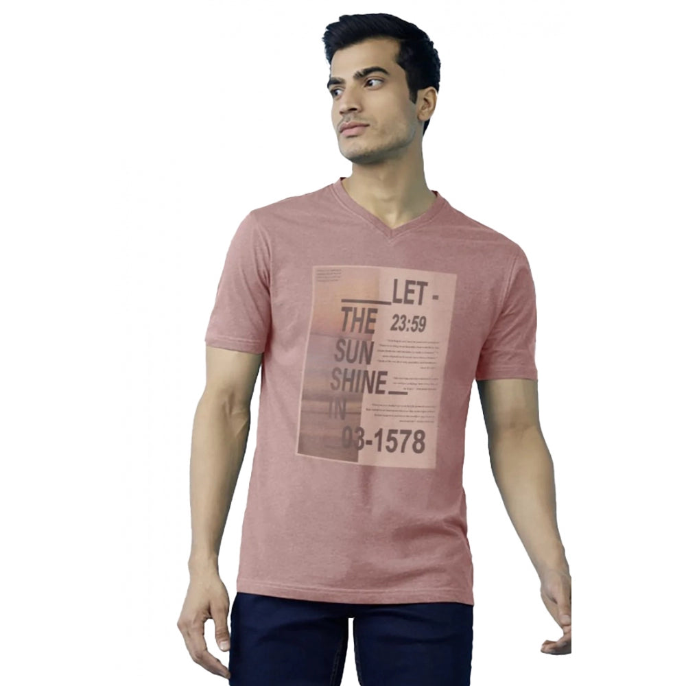 Generic Men's Casual Half sleeve Digital Printed Cotton Crew Neck T-shirt (Coral)