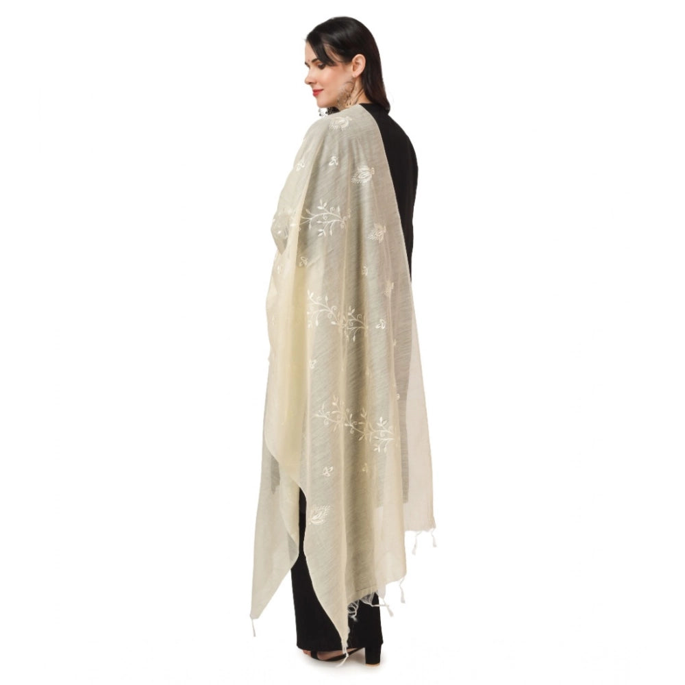 pkrkart Women's Cotton Embroidered Dupatta (Off-White, Length: 2.25 to 2.50 Mtr)