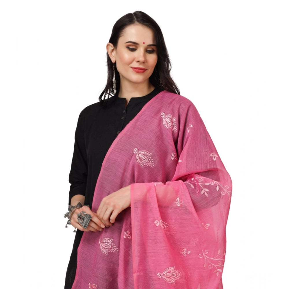 pkrkart Women's Cotton Embroidered Dupatta (Pink, Length: 2.25 to 2.50 Mtr)
