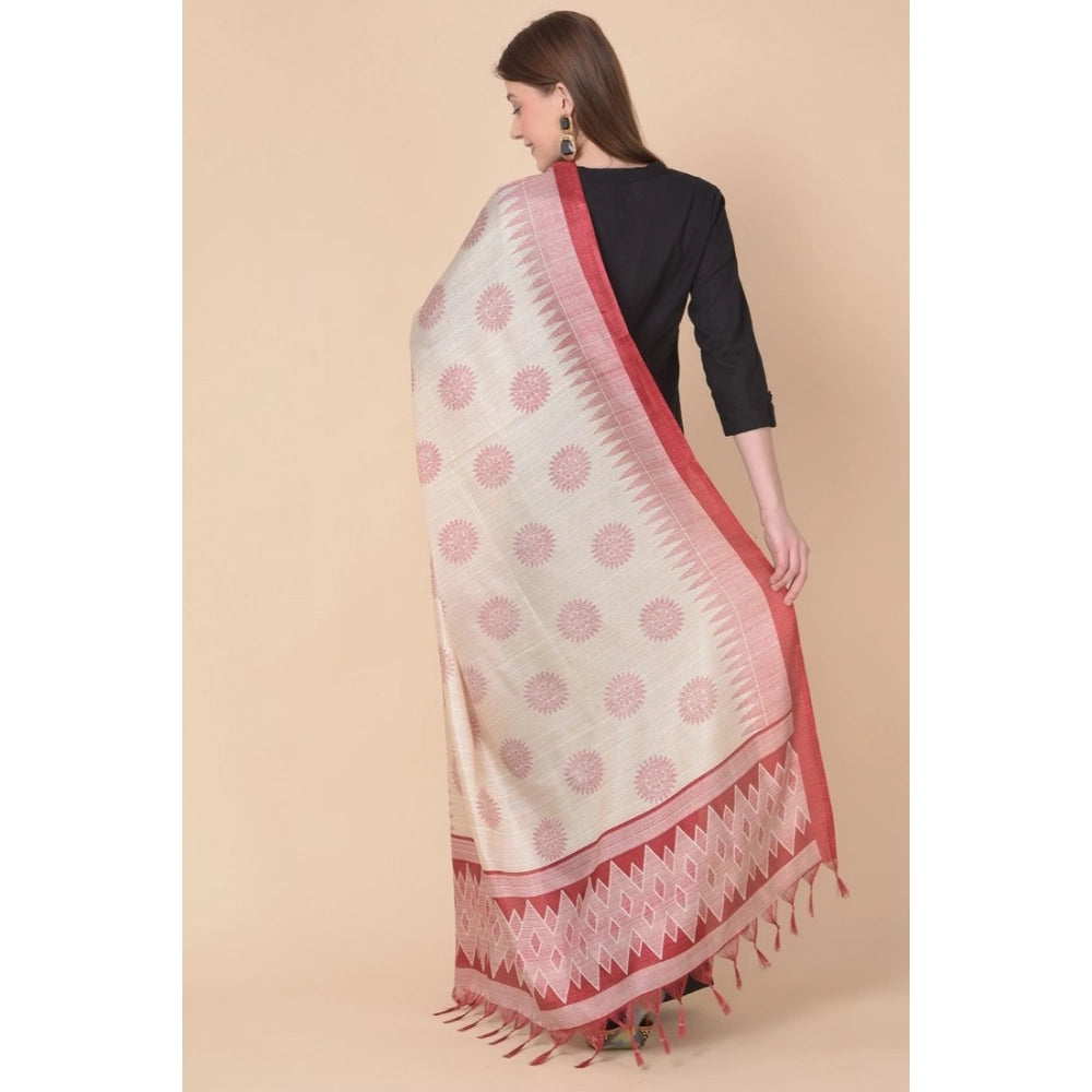 pkrkart Women's Art Silk Printed Dupatta (Maroon, Length: 2.25 to 2.50 Mtr)